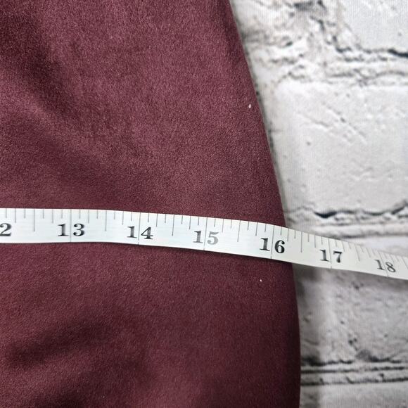 Bailey 44 Glade Skiing Faux Suede Plum Burgundy Sheath Ruffle Dress New Size Sm - Picture 12 of 14